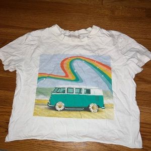 VW van and rainbow tshirt size XS cut to crop top